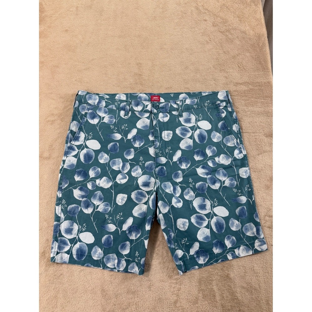 Levis‎ XX Chino Shorts Mens Size 40 Teal Eucalyptus Leaf Floral Print EUC